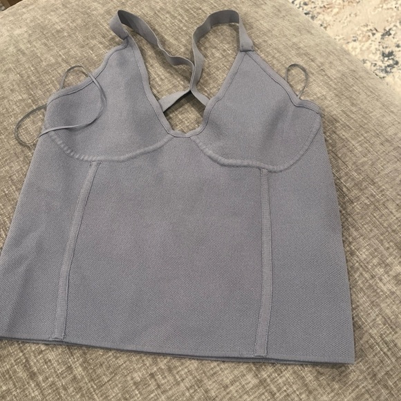 Zara knit Tank Top Womens medium blue Sleeveless Basic Minimal - Picture 1 of 7